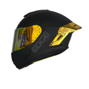 CASCO INTEGRAL EDGE SHANGHAI NEGRO MATE METALIZADO DORADO